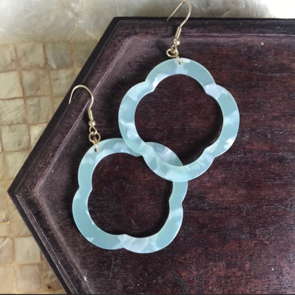 🌴Aqua Tiffany Blue Tortoise Shell Earrings